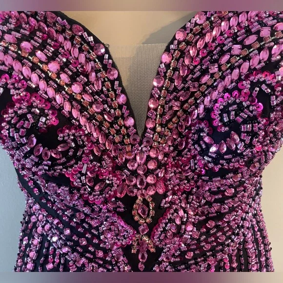 NWT Rachel Allan black & pink Formal Gown - Picture 3 of 14